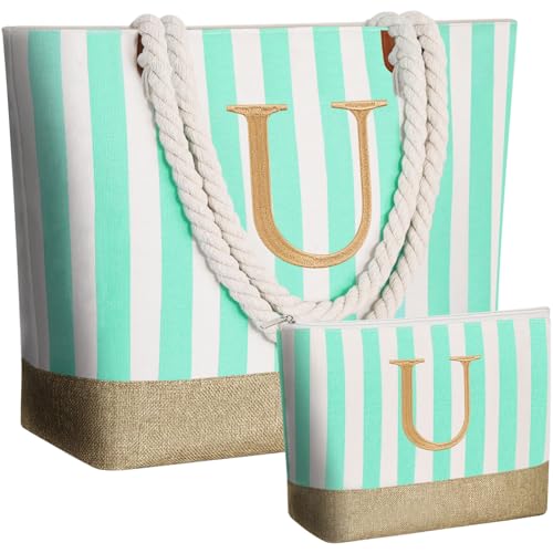 Image of GhvyenntteS Personalized Tote Bags for Women - Large Beach Bag & Makeup Bag, Birthday Gifts for Women Bridal Wife Mom Grandma Teacher Friend