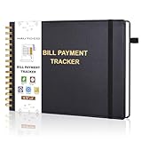HAUTOCO Hardcover Bill Tracker Notebook Horizontal Monthly Bill Payment Organizer for Personal Budgeting Home Finance with 2 Storage Pocket Expense Checklist Tracking Planner 10.78 x 8'', Black