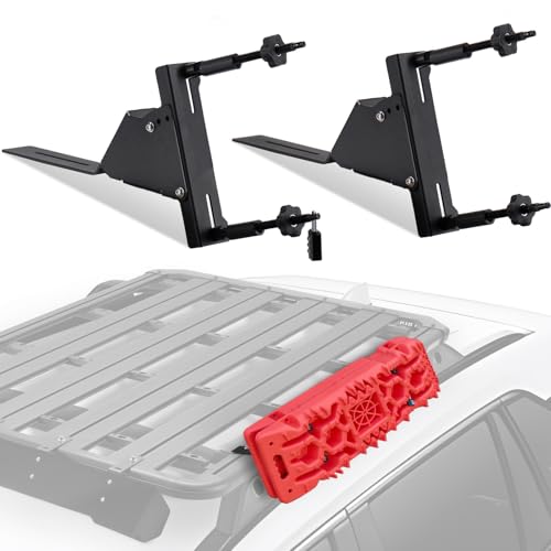 FieryRed Recovery Track Board Mounting Kit Universal Traction Boards Mount Bracket Side Mount for Roof Platform Rack with Lock for Overland Vehicle Roof Platform