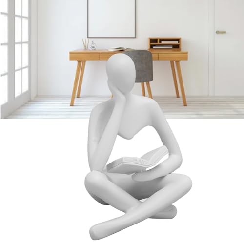 Estatua Decorativa Pensador de Resina Blanca miniatura 4