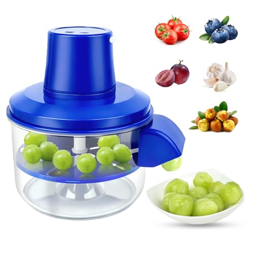 Automatic Grape Peeler Machine, Portable Cordless Fruit Skin Remover for small Fruit & Vegetable（Cherry Tomatoes and Grapes）, Electric Peeler with 50W Motor and Stainless Steel Blade (Blue)