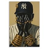 Fashion Black Man Canvas Wall Art, Luxury African American Portrait Poster, Urban Pop Black Culture Wall...