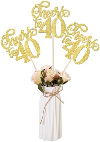12 PCS Cheers to 40 Centerpiece Sticks Double Sided Glitter 40th ...