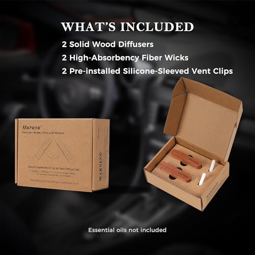 Image of 2-Pack Sapele Wood Car Vent Diffuser | Refillable Essential Oil Air Freshener with High-Absorbency Fiber Wick
