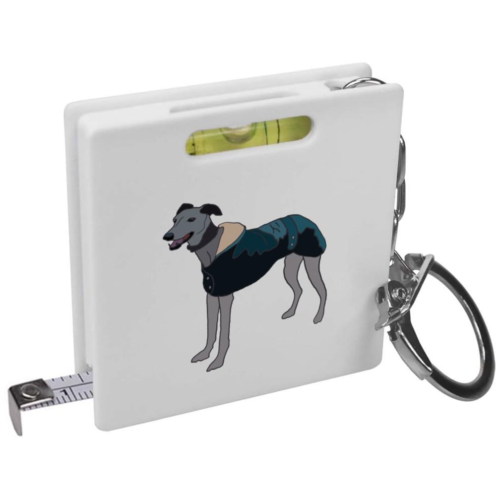 Azeeda 'Greyhound With coat ' Keyring Tape Measure/Spirit Level Tool (KM00030702)