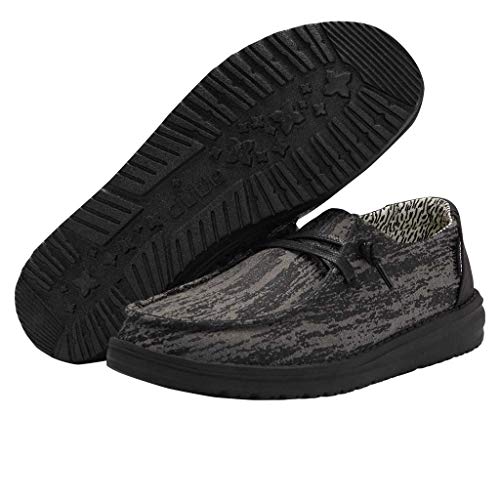 Image of HEYDUDE Women's Wendy Black Marble Size 12 | Women's Shoes | Women's Lace Up Loafers | Comfortable & Light-Weight