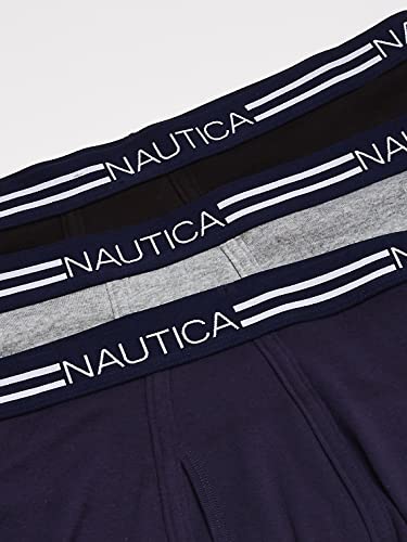 Nautica Mens Nautica Men's Classic Cotton Multi Pack Boxer Briefs, Black/Heather Gray/Navy, Large Us #TOP1