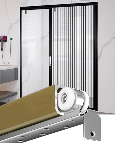 Kit de herrajes para puerta corrediza de bolsillo pequeña, soporte de montaje en pared, kit para puerta corrediza/puerta plegable, riel con ruedas de 7 pies (2.12 m, 8 ruedas) miniatura 1
