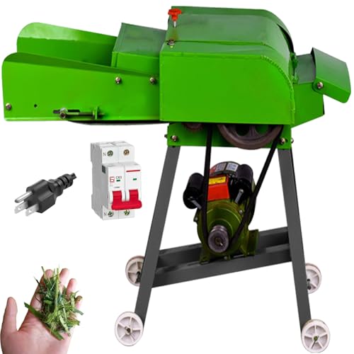 Image of TXMACHINE Lawn Mowers 800kg /h hay Cutter Machine Electric hay Cutter Silage Machine Grass Cutter for Chaff,Corn Straw,Grass,Wheat Straw with Miniature Circuit Breaker (110V /50HZ)