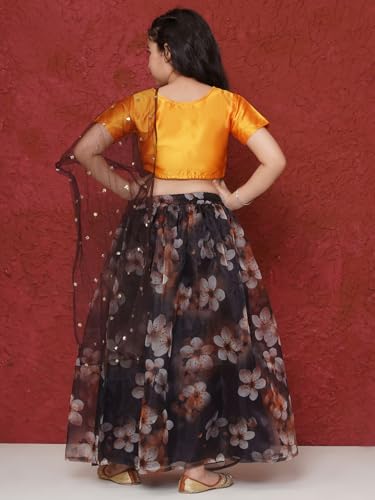 Image of AJ DEZINES Kids Ethnic Wear Silk Blend Organza Floral Printed Lehenga Choli for Girls With Dupatta