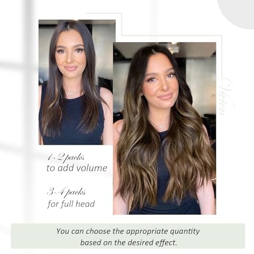 Vivien Balayage U Tip Hair Extensions Real Human Hair Brown 22 Inch Pre Bonded Extensions Nature Black Ombre Medium Brown with Blonde Invisible 50g 50s #1B/4/18 - Image 4