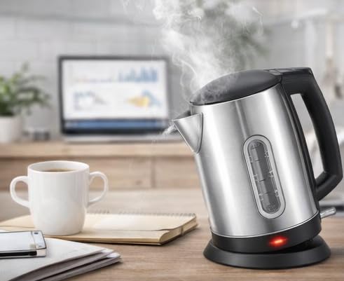 Image of NEEPRA Neepra Enterprise Electric Kettle 1.7 Litre | Stainless Steel Body | Auto Cut-Off | Fast Boil | Cordless Electric Kettle for Tea, Coffee & Hot Water (Steel 1.7L)