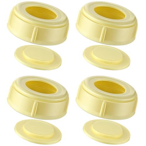 Dreyoo 4 Pack Nipple Rings Compatible with Medela Baby 5oz & 8oz Plastic & Glass Bottles, Collar Rings Compatible with Medela Breast Milk Collection and Storage Bottles, No Leak or Spill