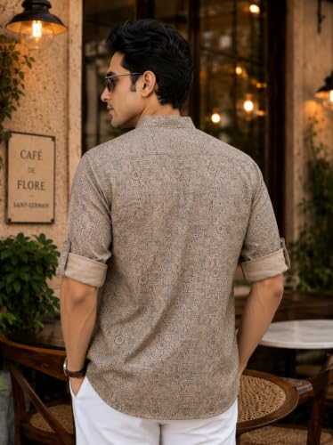 Image of Majestic Man Men's Cotton Regular Fit Short Printed Designer Kurta