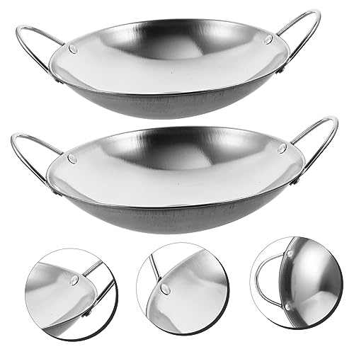 Wok de acero inoxidable con doble mango 2 piezas miniatura 3