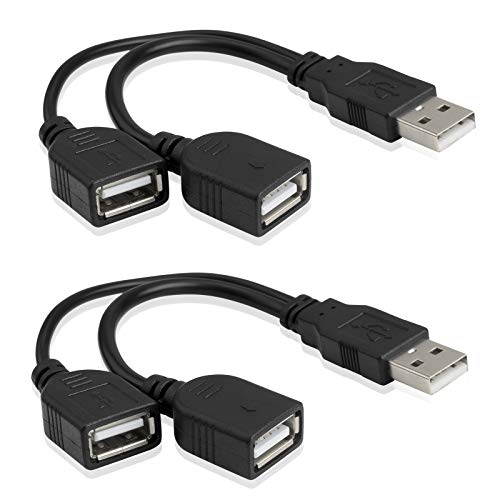 Flash Sale Buy 1 get 1 USB Splitter Cable,USB A 2.0 Male to Dual USB Female Y Splitter 2 Port Hub Adapter for Car/Laptop/LED/Charging Etc (2pcs)