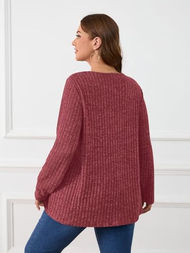 Image of BELAROI Womens Plus Size Sweaters V Neck Fall Tunic Top Pullover Shirts