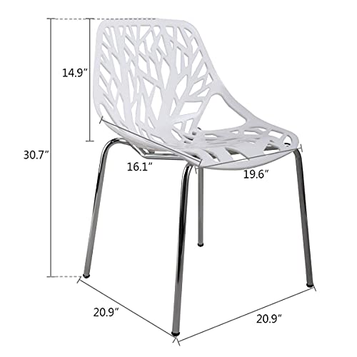 Sandinrayli Dining Chairs Set Of 4, White Kitchen Chairs For Dining Room, Plastic Stackable Chairs, 30.7" Modern Chairs With Bird Nest For Kitchen, Waiting Room, Farmhouse #TOP2