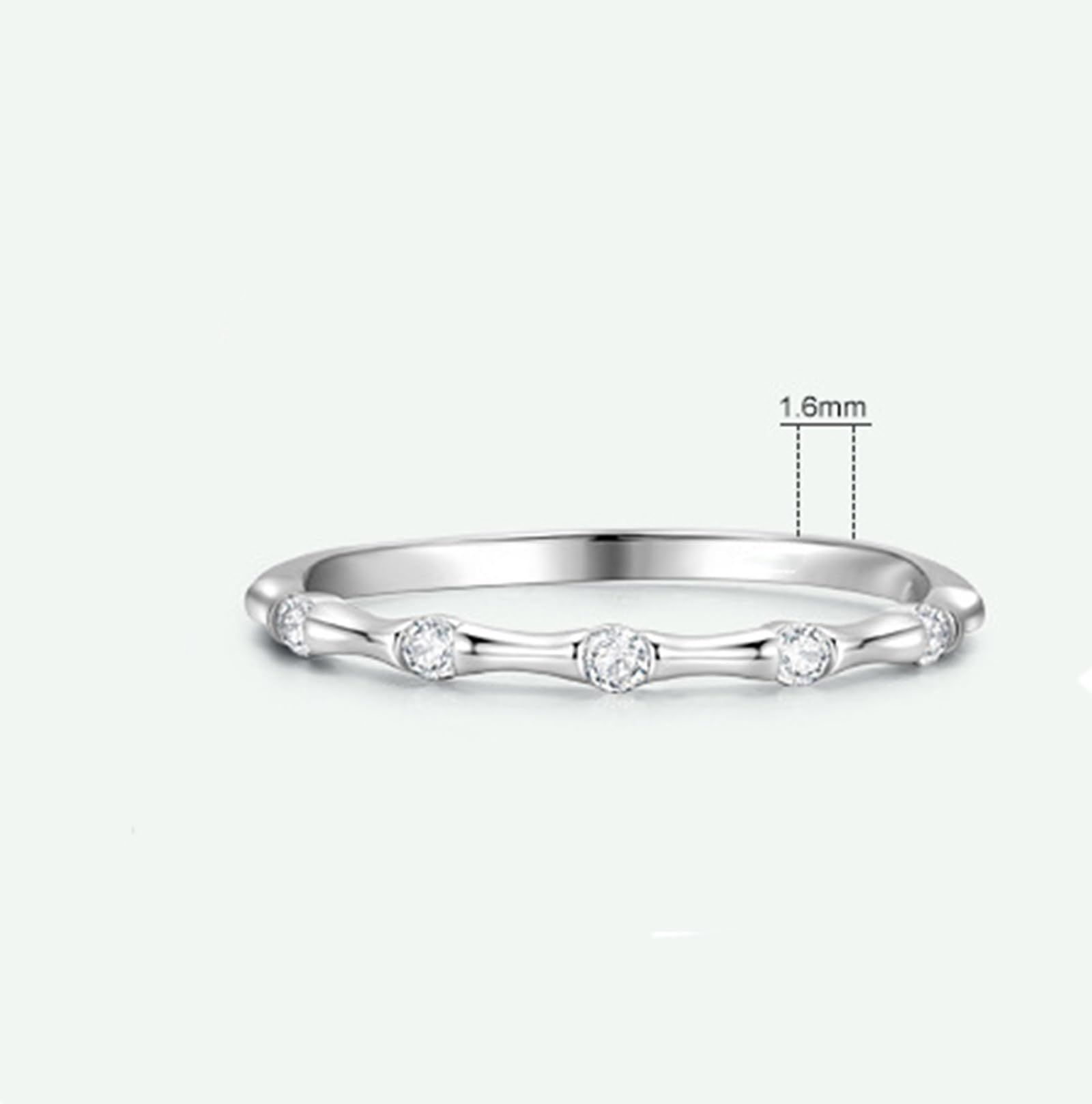 Bague Diamant Or Blanc Femme 9/14/18 carats, Bague Fine Anneau Empilable en Or Véritable