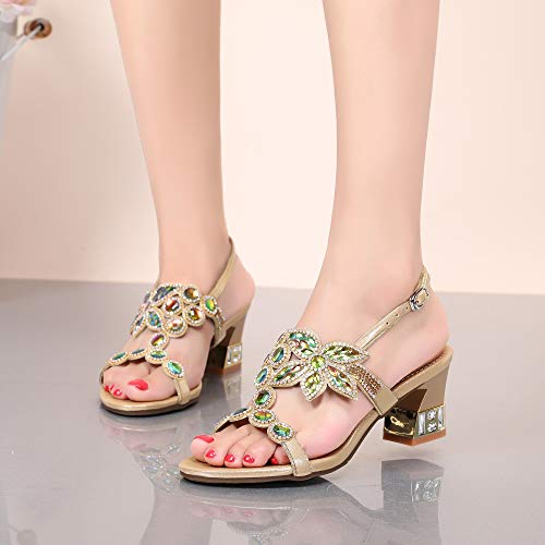 Image of Women's Handmade Rhinestones Crystal Heel Evening Bridal Wedding Prom Sandals Heeled 6.5 cm