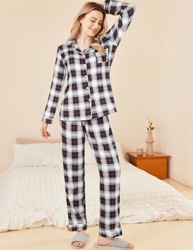 Ekouaer Women's Pajama Sets Button Down Long Sleeve Top & Pants Sleep sets - image 2