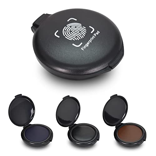 3Pcs Tampons Encreurs Empreintes Digitales, Tampon Timbre pour Bureau Identification Notaire Sécurité ID Cartes Kit d'Empreintes Digitales (Noir Bleu Rouge)