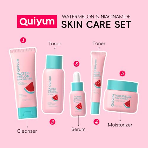 image for QUIYUM Watermelon Niacinamide Skin Care Set, Routine Beauty Skin Care 