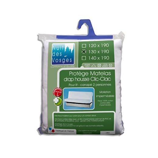 Nuit des Vosges 2090918 Céline Protège Matelas Imperméable Spécial Banquette Coton Blanc 130 x 190 cm