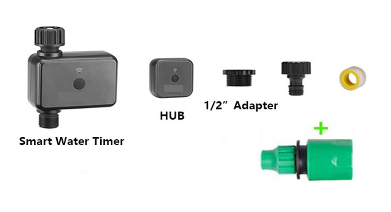 Temporizador de rociadores inteligentes de jardín, temporizador de agua con control wifi 15 programas de riego separados Válvula de agua inteligente(Timer HUB And 1 Head)