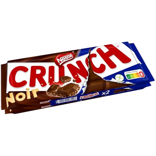 Nestlé Chocolat - Crunch Chocolat Noir - tablette de 100g - Lot de 2