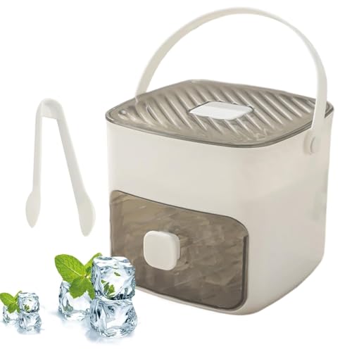 Portable Ice Maker for Freezer with Ice Bin Fast,Press-Style Ice Box,Mini Ice Cube Tray,ICES Storage Container for Freezer,Chilling Drinks,Whiskey & Cocktails,One-Touch Operation (White)