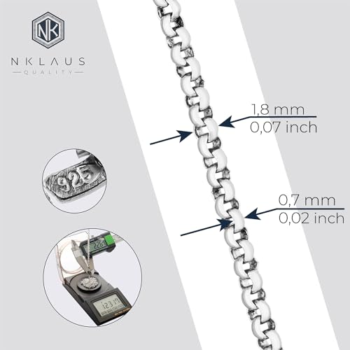 Chaîne à maillons ronds argent 925 anti-noircissement solide de 2,1 mm - 4