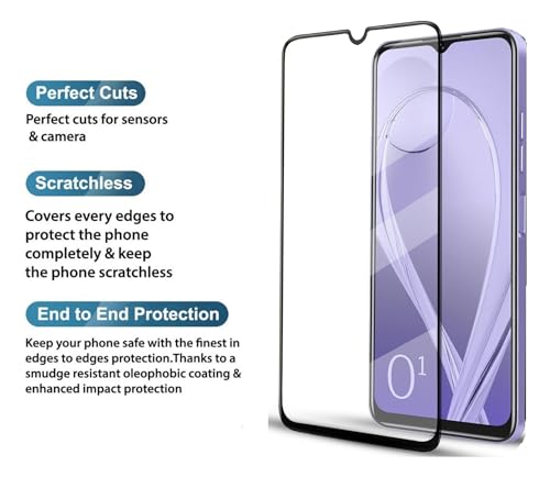 Image of HD Tempered Glass Screen Protector Compatible For Lava O1 With Edge To Edge Coverage And Easy Installation Kit