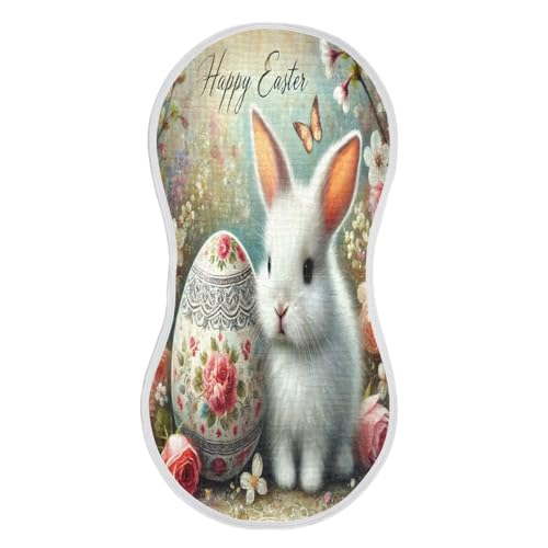 Easter Egg Rabbit Cute Baby Burp Cloths Soft Burp Cloth Rags Cotton Burp Clothes Absorbent Muslin Burp Cloths for Girl Unisex Boy Newborn 1 Pack 22x11 Inches