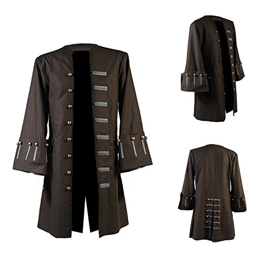 Men's Caribbean Sparrow Cotton Coat - Johnny Pirate Coat Cosplay Brown And Black Jacket