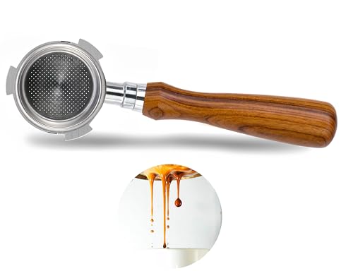 Image of Portafilter 51mm Made for DeLonghi Machines Bottomless Wooden Handle & Stainless Steel Head - Compatible with DeLonghi Dedica EC680 /EC685 /EC785 /EC820 /EC850 /EC860 & Gevi Espresso Machines
