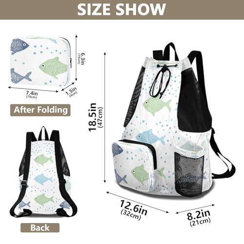 Mesh Gym Swimming Bags for Men & Women, Colorful Cute Animal Fish Large Drawstring Backpack with Dry-Wet Pocket, Lightweight Gym Bag for Sports, Travel, Beach, Workout Gear2