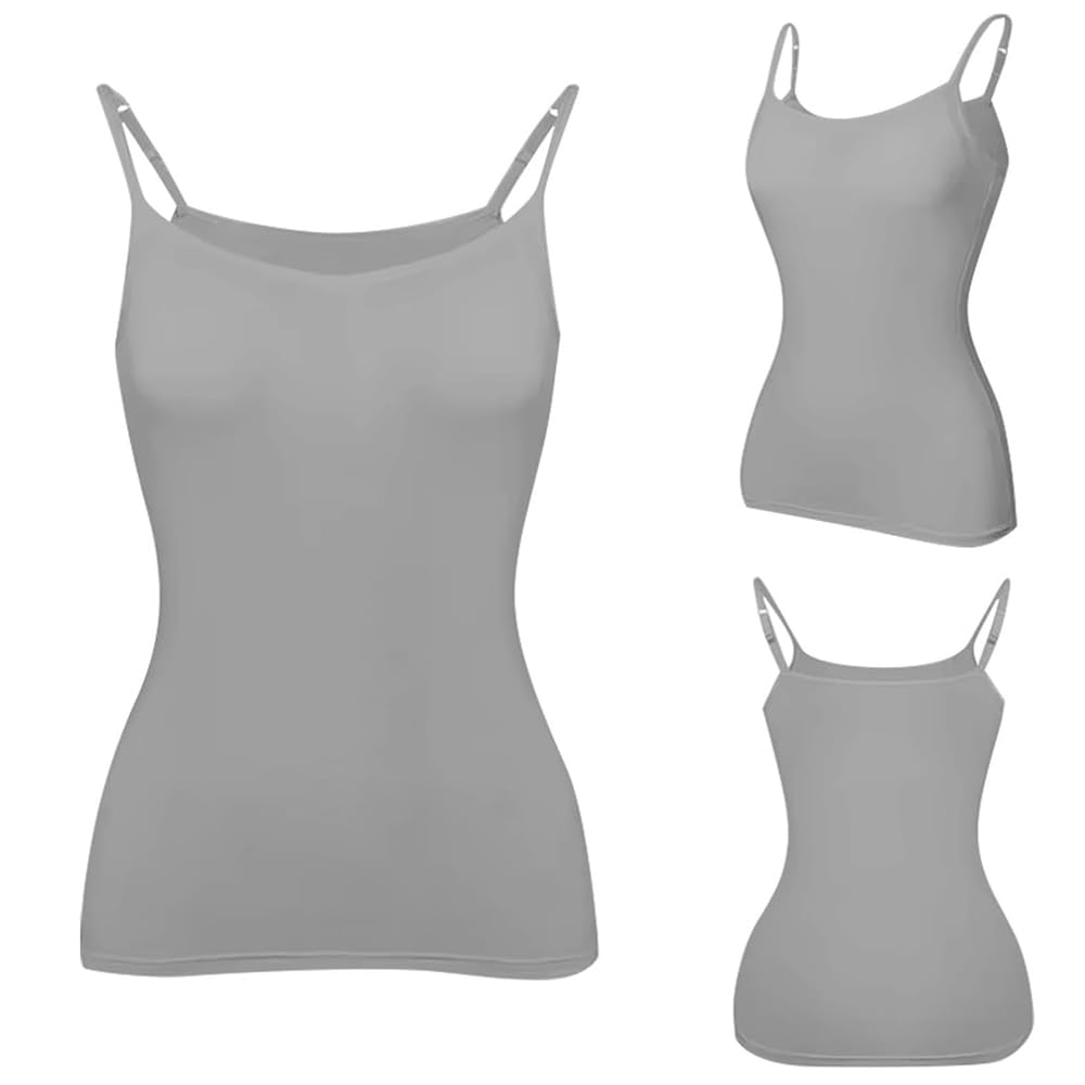Camiseta de Tirantes para Mujer con Sujetador Incorporado y Tirantes Finos Ajustables, Camisetas Deportivas sin Mangas, Ropa Interior básica