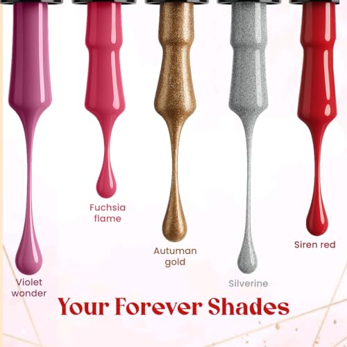 Image of Coloressence Forever Nail Paint Kit, Set of 5 with FREE Nail Polish Remover | Glossy Finish | Quick Dry | Chip Resistant