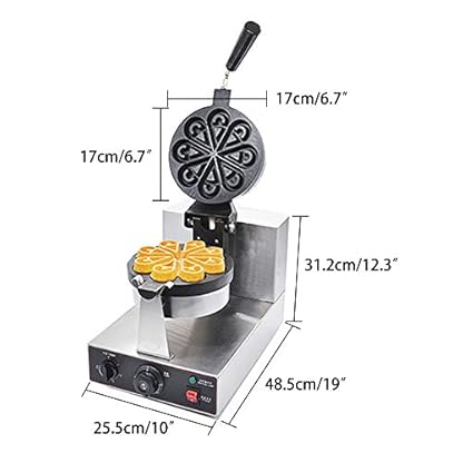 hzexun Waffelmaschine Waffeleisen Kommerziell 1200W Elektrische Gedrehte Muffinmaschine Antihaft Blütenform Rostfreier Stahl Temperatur- und Zeitsteuerung 220V Geeignet für Restaurant Snack Bar Family – Bild 3