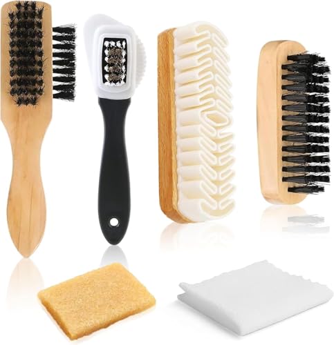 6 PCS Suede Brush for Shoes, Multifunctional Brass Nylon Bristle Shoe Brush Set 4-Sided Shoe Cleaner for Clean Suede Nubuck Easy Stain Removal Cleaning Tools with Eraser and Clean Cloth 6 PCS Suede Brush for Shoes, Multifunctional Brass Nylon Bristle Shoe Brush Set 4-Sided Shoe Cleaner for Clean Suede Nubuck Easy Stain Removal Cleaning Tools with Eraser and Clean Cloth