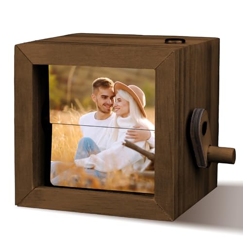 UNIGIFTIME Custom Flip Photo Box, Personalized Photo Flip Book Frame Animation Machine,...