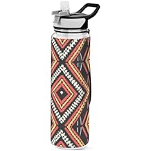 African Foke Art Texture 32 oz Water Bottle - Clear Tritan, BPA-Free, LeakProof with Carry Strap for Sports, Gym & Outdoor Activities
