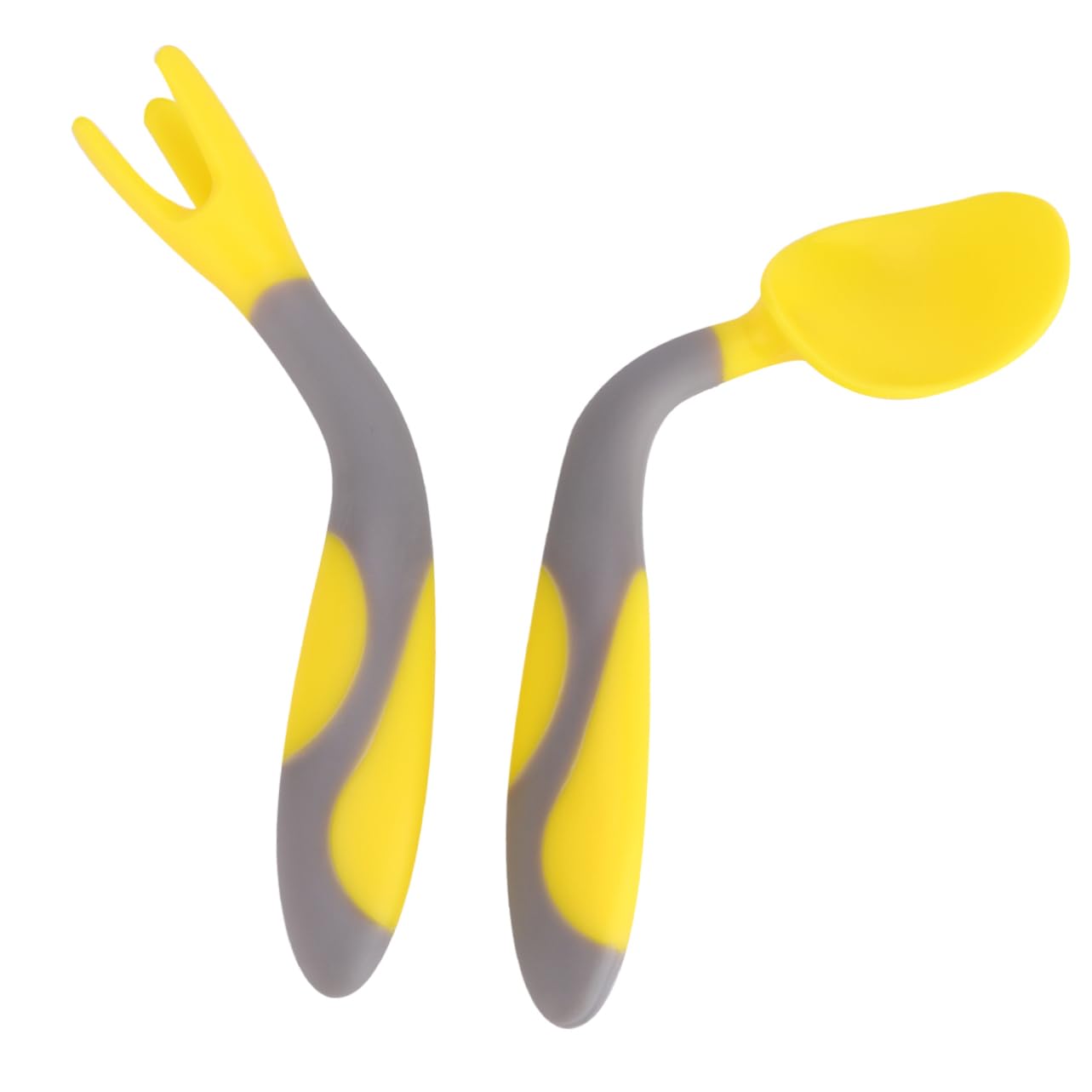 BESPORTBLE 1 Set Training Tableware Utensils for Non Slip Fork and Spoon Flexible to Yellow