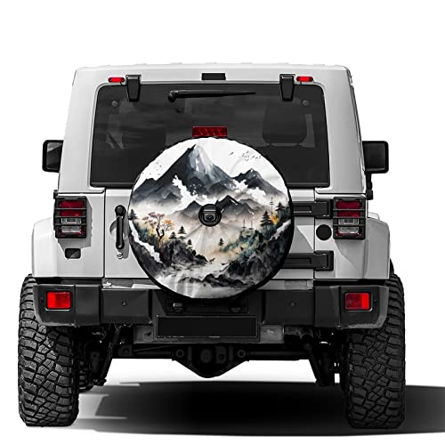 Image of Delerain Spare Tire Cover with Backup Camera Hole Mountain Wheel Covers Waterproof Dust-Proof UV Sun Universal Fit for RV Trailer RV SUV Truck (17 Inch for Diameter 31 inch-33 inch)