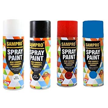 Sampro Multipurpose Aerosol Spray Paint, Black,White,Red and Blue Glossy Finish (B08TCKR19Y) Amazon Price History, Amazon Price Tracker