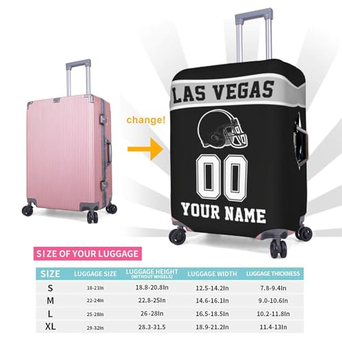 Image of Custom Las Vegas Luggage Cover Personalized Football Style Suitcase Cover with Name Number Customized Washable Elastic Sports Travel Suitcase Protector for Business Vacation Gifts