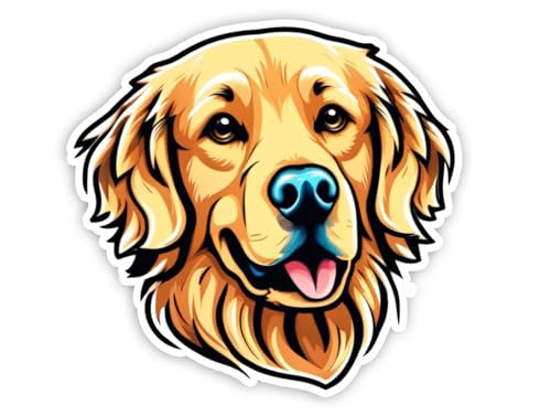 Image of Golden Retriever Dog Sticker 5 Inch - Cute Puppy Waterproof Vinyl Decal for Laptop Water Bottle Car Window Pet Lover Gift