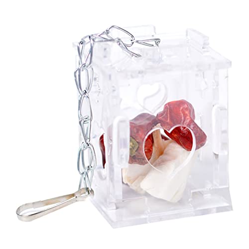 Parrot Feeder Foraggio Box Hanging Treat Foraggiamento Giocattolo Altalena Giocattolo Per Piccolo Uccello Trasparente Acrilico Supporto Cibo Per Conures