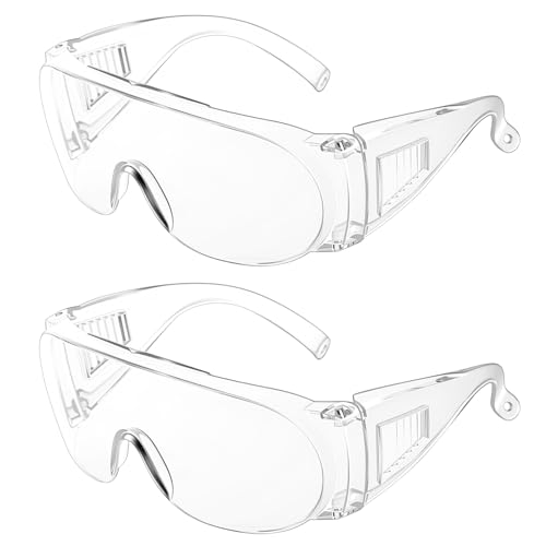 HongSiFang 2 PcsGafas Proteccion Trabajo, Gafas de Seguridad Trabajo, Gafas de Protección Laboral Transparentes con Patillas de Goma para Hogar Laboratorio Ciencia Carpintería
